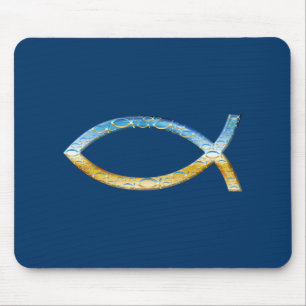 Ichthus - Christian Fish Symbol  Sky & Ground Mouse Pad