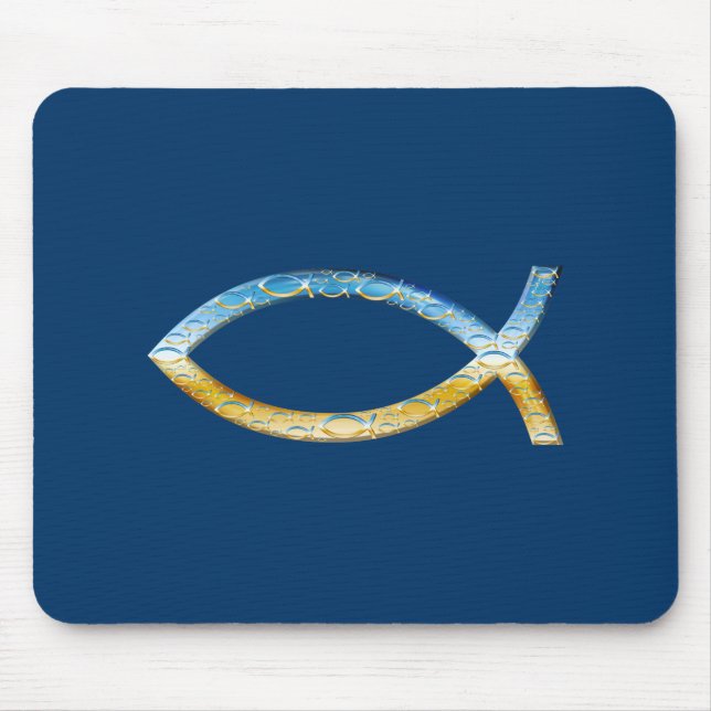 Ichthus - Christian Fish Symbol  Sky & Ground Mouse Pad (Front)