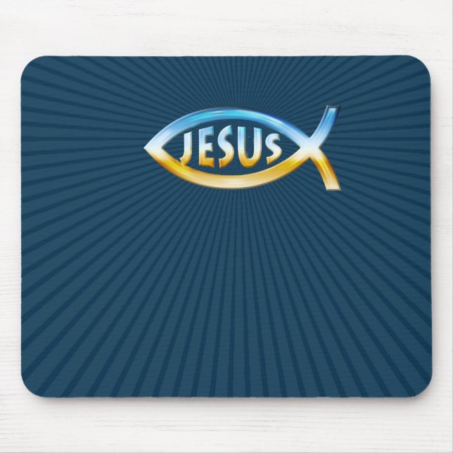 Ichthus - Christian Fish Symbol Sky & Ground Mouse Pad (Front)