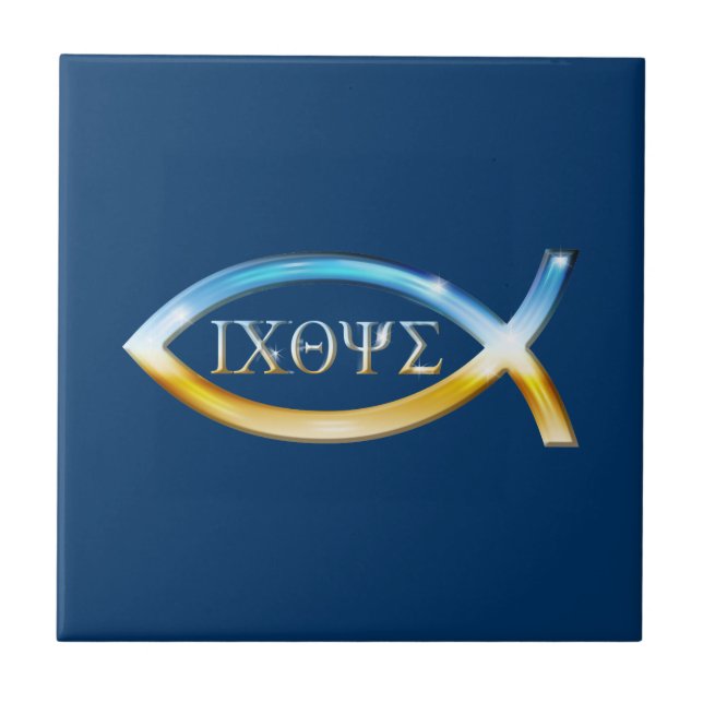 Ichthus - Christian Fish Symbol  - Tile (Front)