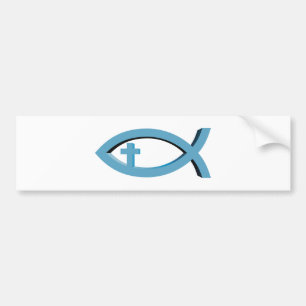 Ichthus - Christian Fish Symbol with Crucifix Bumper Sticker