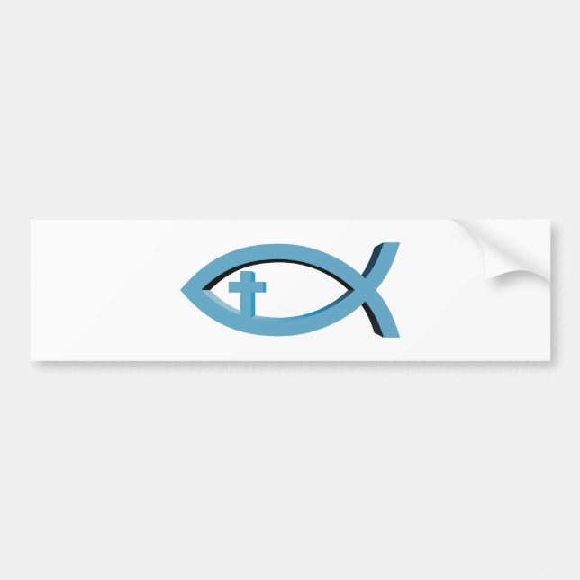 Ichthus - Christian Fish Symbol with Crucifix Bumper Sticker (Front)
