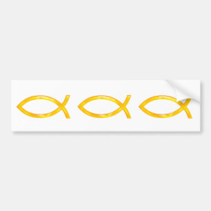 Ichthus Golden Christian Fish Symbol Bumper Sticker