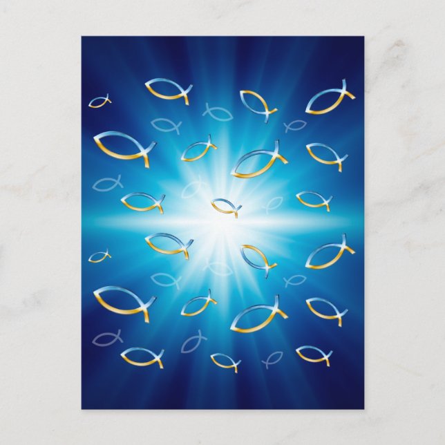 Ichthus Pattern | Christian Fish Symbol Postcard (Front)
