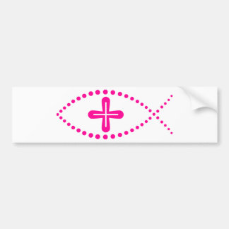 Ichthus Pink Christian Fish Bumper Sticker