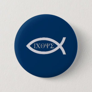 Ichthys - Christian Fish Symbol 2 Inch Round Button