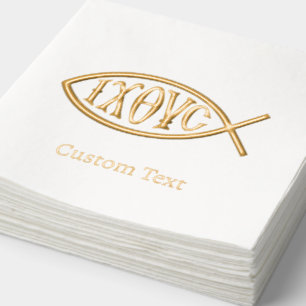 Ichthys Christian Symbol Pattern Foil Napkins