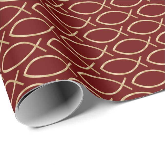 Ichthys Christian Symbol Pattern Wrapping Paper (Roll Corner)
