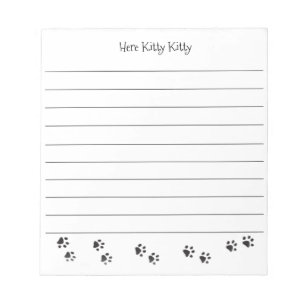 Ici Kitty Kitty Empreintes de Patte Bloc-notes lig