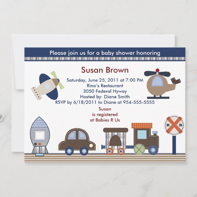Ici, Là, Partout Baby shower Garçon Invitation (Devant)