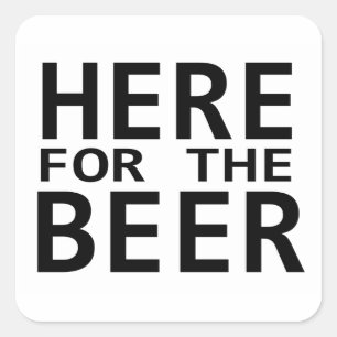 Ici pour la bière simples autocollants noir blanc