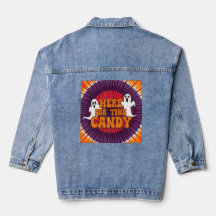 "Ici pour les bonbons" Halloween Denim Jacket
