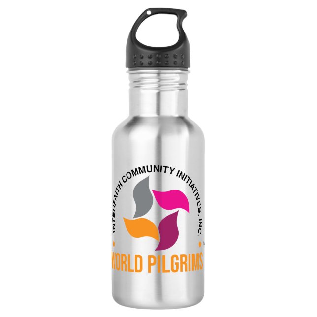 ICI World Pilgrims Branded Water Bottle (Silver) (Front)