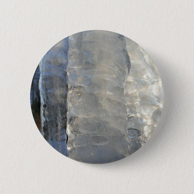 Icicles Abstract Blue Winter Photography 2 Inch Round Button (Front)