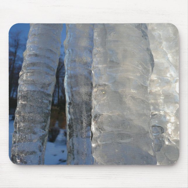 Icicles Abstract Blue Winter Photography Mouse Pad (Front)