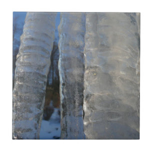 Icicles Abstract Blue Winter Photography Tile