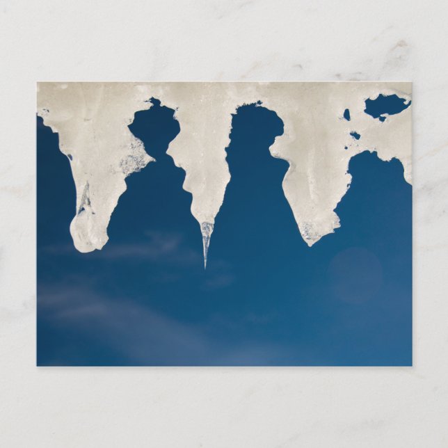 Icicles against a blue sky postcard (Front)