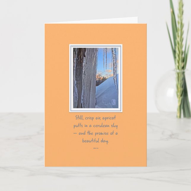 Icicles at Sunrise Apricot Clouds Card (Front)