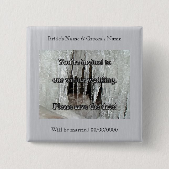 Icicles on Dietz Mill Road Save the Date 2 Inch Square Button (Front)