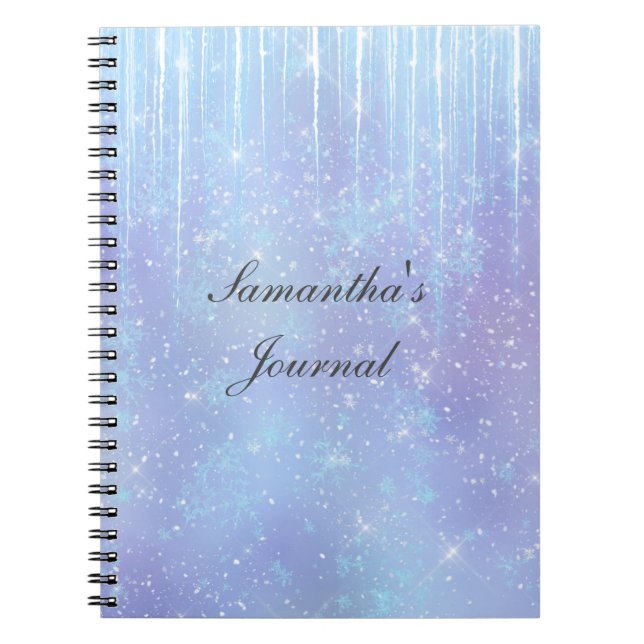 Icicles Snowflakes Crystals Blue Purple Notebook (Front)
