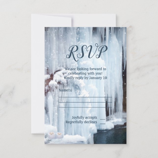 Icicles Veil de mariage hivernal carte RSVP (Devant)