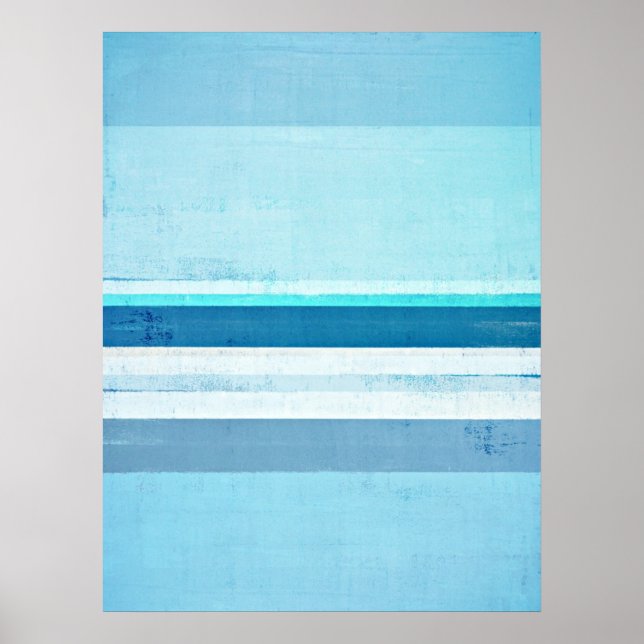 'Icing' Blue and Turquoise Abstract Art Poster (Front)
