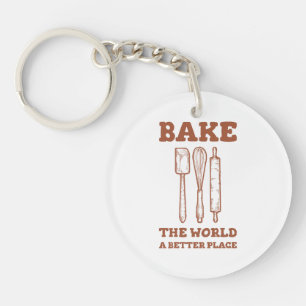 Icing Spatula Whisk and Rolling Pins Bake The Worl Keychain