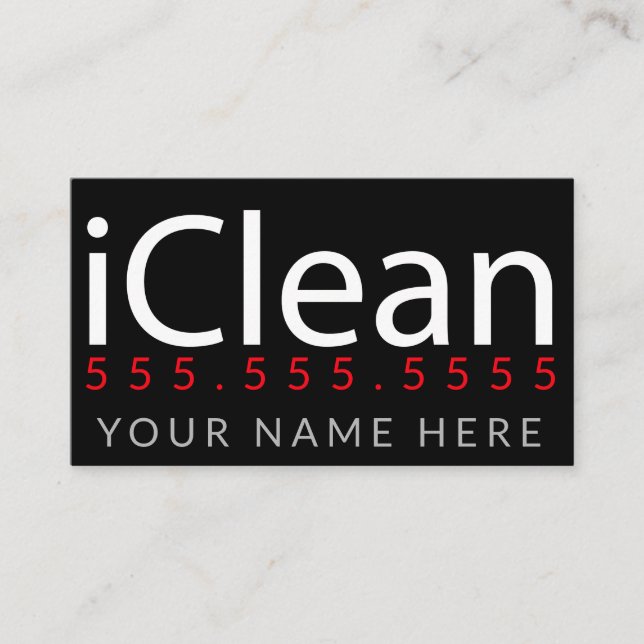 iClean. Cleaning Power Washing BusinessPromo Business Card (Front)