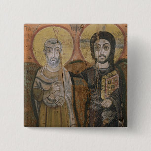 Icon depicting Abbott Mena with Christ 2 Inch Square Button