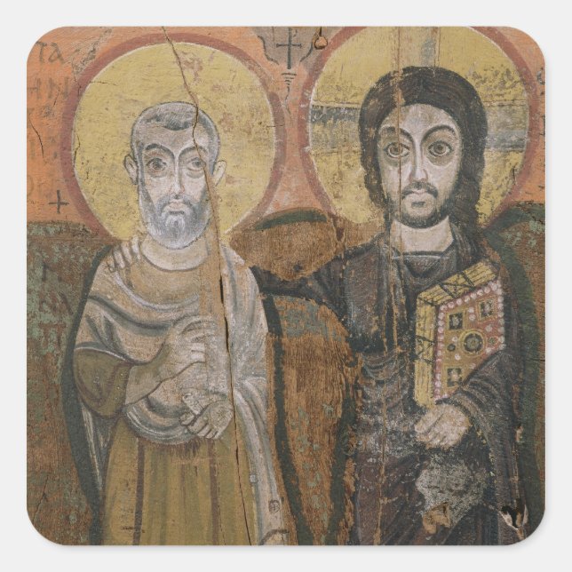 Icon depicting Abbott Mena with Christ Square Sticker (Front)