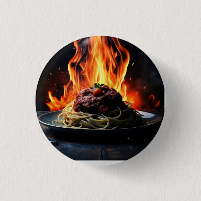 Icon: Dish with pasta and meat 1 Inch Round Button (Front)