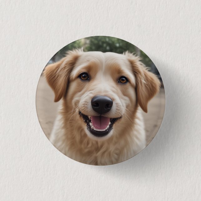 Icon: dog smile 1 inch round button (Front)