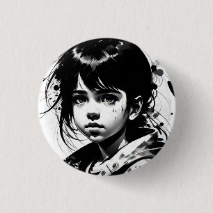 Icon: girl 1 inch round button