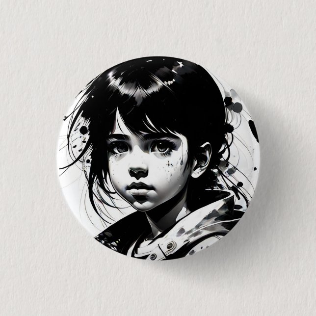 Icon: girl 1 inch round button (Front)