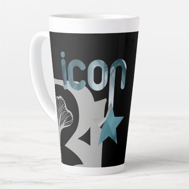 ICON Latte Mug Abstract Interior Decor Blue Ocean (Left Angle)