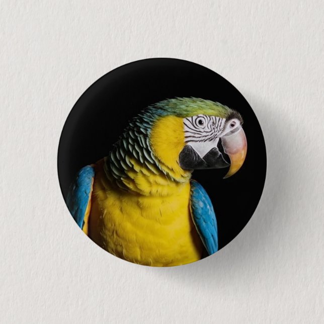 Icon: Macaw Parrot 1 Inch Round Button (Front)