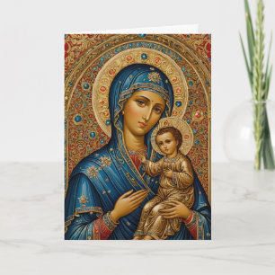 Icon of Mary and Jesus 5x7 folded Christmas Card