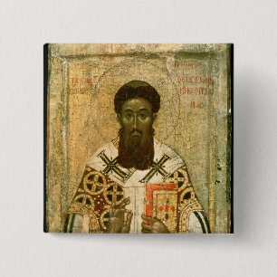 Icon of St. Gregory  Archbishop of Thessaloniki 2 Inch Square Button