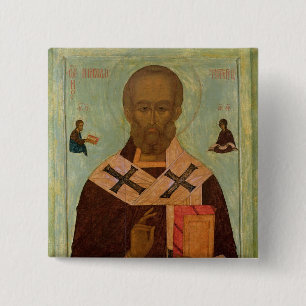 Icon of St. Nicholas 2 Inch Square Button