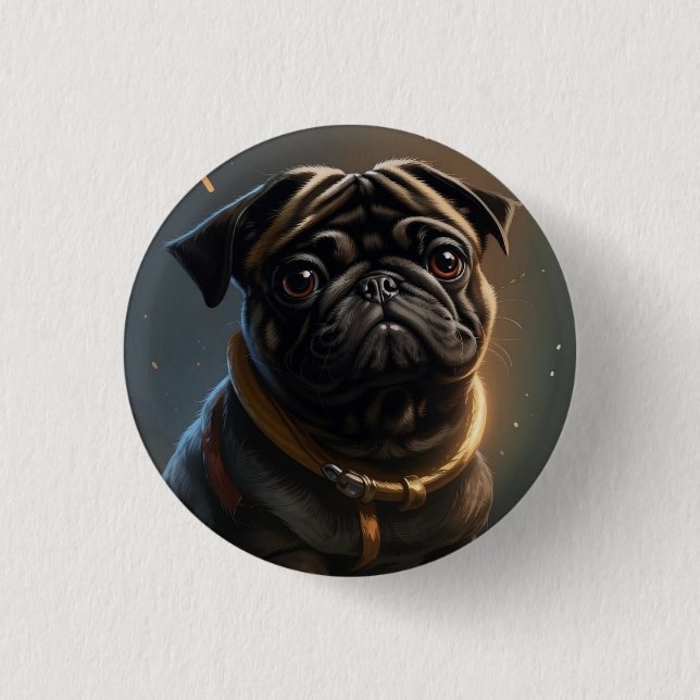 Icon: pug 1 inch round button (Front)