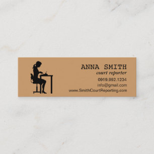 Icon Silhouette Court Reporter Typist Secretary Mini Business Card