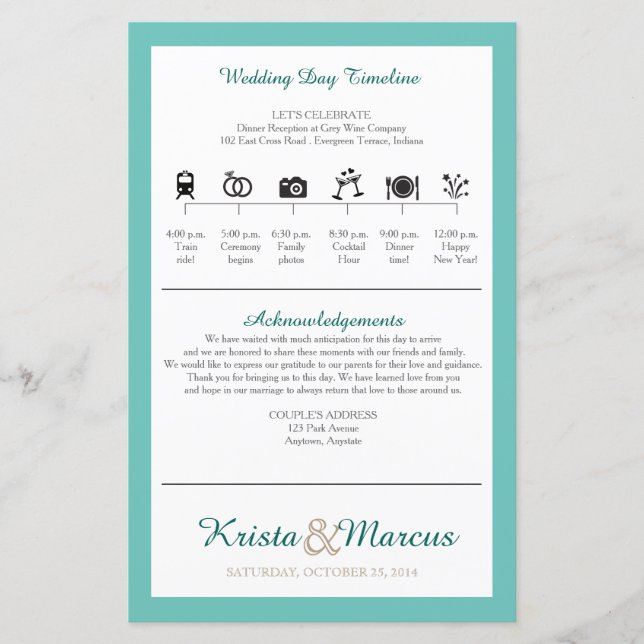 Icon TImeline Wedding Program (Front)
