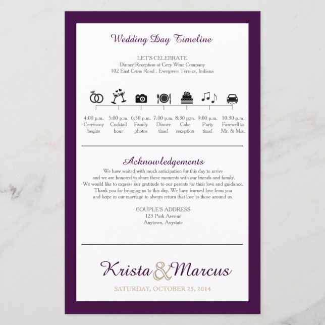 Icon TImeline Wedding Programme (Devant)