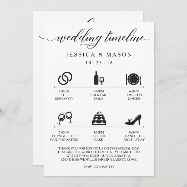 Icon Wedding Itinerary and Wedding Welcome Invitation (Front/Back)