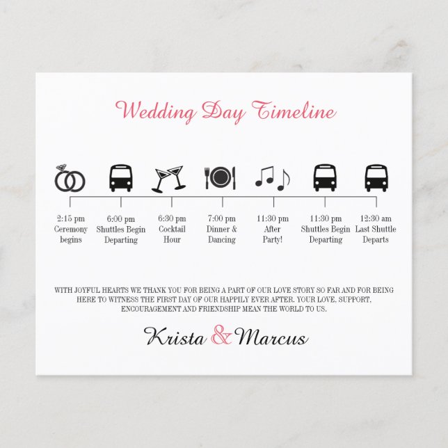 Icon Wedding Timeline Program (Front)
