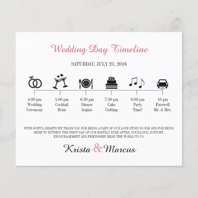 Icon Wedding Timeline Program (Front)