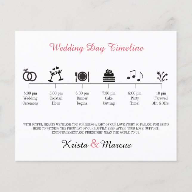Icon Wedding Timeline Program (Front)