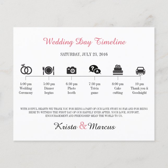 Icon Wedding Timeline Program (Front)