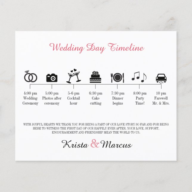 Icon Wedding Timeline Program (Front)