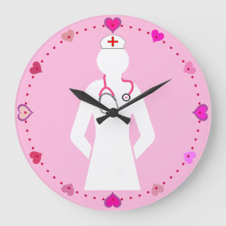 Icône infirmière avec horloge murale Stethoscope